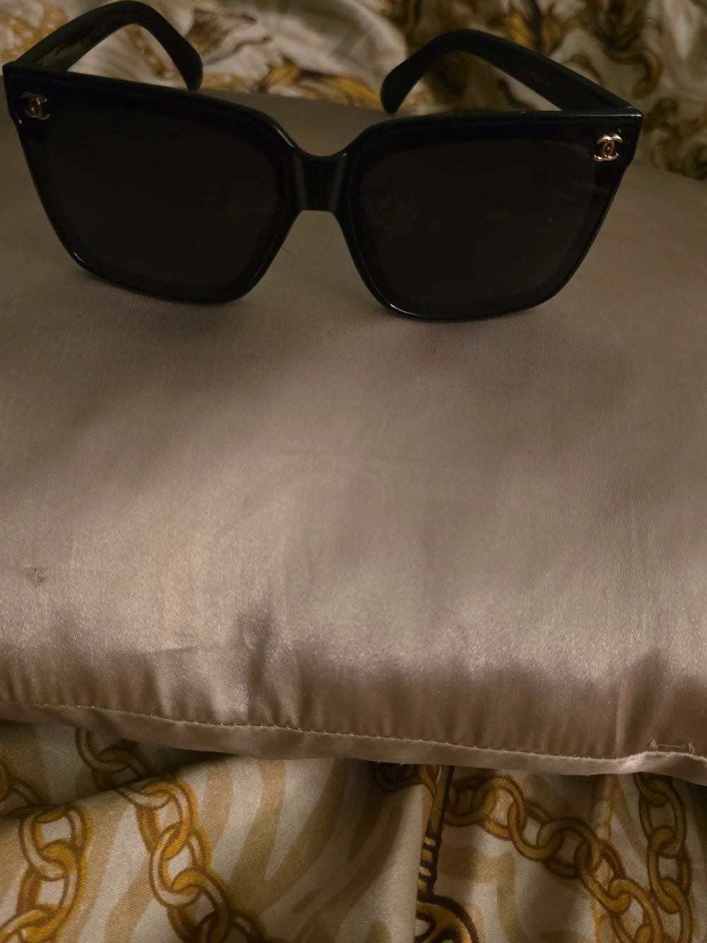 Classic Black Women's Sunglasses with Gold Accent